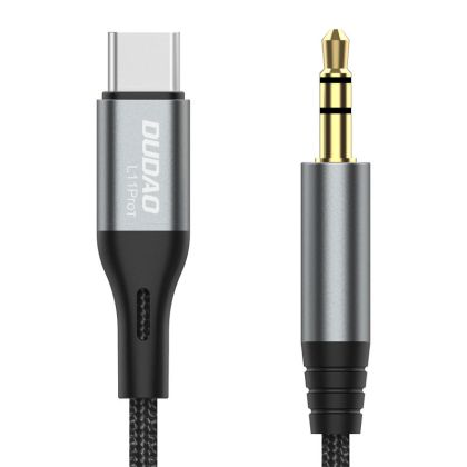 Кабел Dudao L11PROT USB-C to mini jack 3.5mm 1m Gray