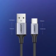 Кабел Ugreen USB to USB Type-C Quick Charge 3.0 3A 0.5m Gray