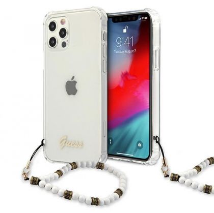 Калъф Original Faceplate Case Guess GUHCP12MKPSWH iPhone 12/12 Pro Transparent White Pearl