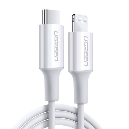 Кабел Ugreen USB Type-C to Lightning 1m 3A 18W White