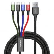 Кабел Baseus 4in1 Lightning / 2x USB Type C / micro USB Cafule Cable 1.2M Black