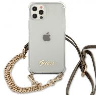 Калъф Original Faceplate Case Guess GUHCP12MKC4GSGO iPhone 12/12 Pro Transparent Gold Chain