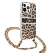 Калъф Original Faceplate Case Guess GUHCP13LKBCLE iPhone 13/13Pro Leopard Gold Chain