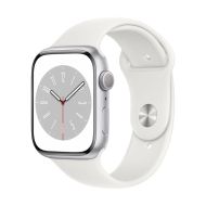 Apple Watch 8 45mm GPS Silver Aluminium Case with White Sport Band
